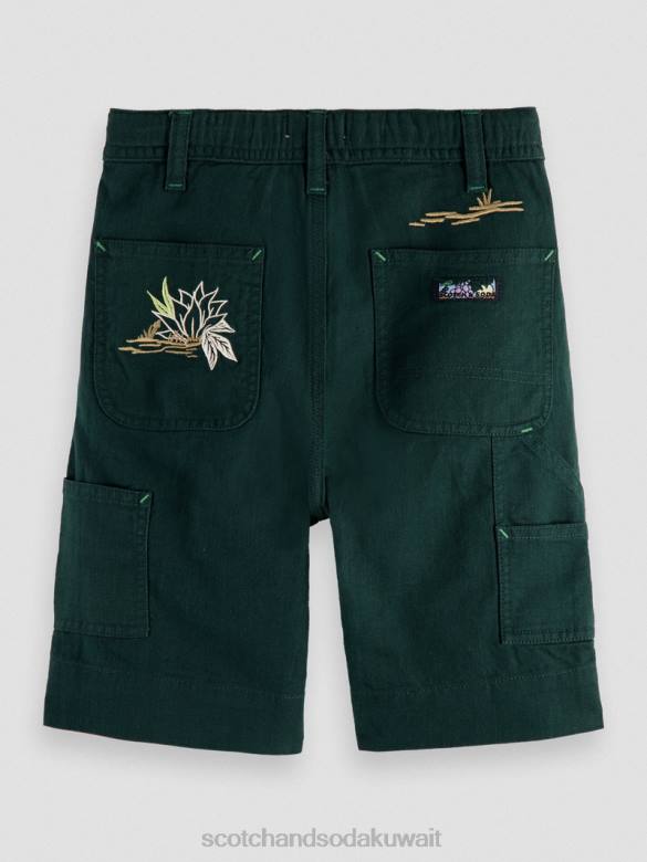 ملابس Scotch & Soda شورت من الكتان المخلوط بأعمال فنية مطرزة غابة أطفال N0V4807
