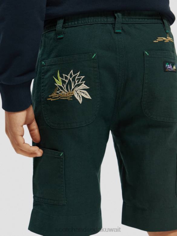ملابس Scotch & Soda شورت من الكتان المخلوط بأعمال فنية مطرزة غابة أطفال N0V4807