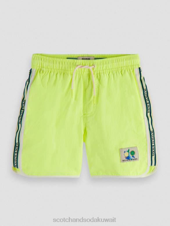 ملابس Scotch & Soda شورت سباحة بخطوط مختلطة ليمون نيون أطفال N0V4812