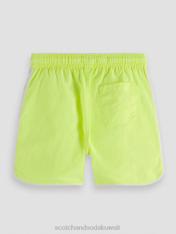 ملابس Scotch & Soda شورت سباحة بخطوط مختلطة ليمون نيون أطفال N0V4812