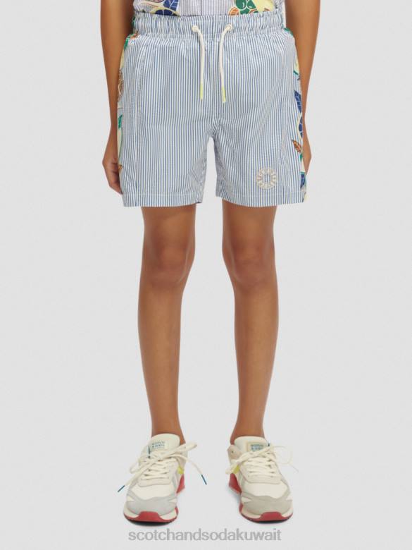 ملابس Scotch & Soda شورت سباحة مخطط متوسط ​​الطول شريط النسيج القطني أطفال N0V4813