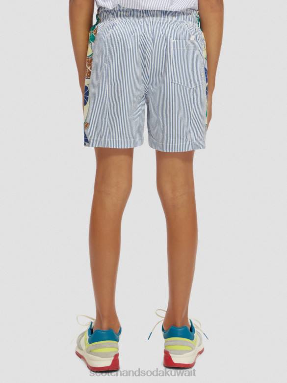 ملابس Scotch & Soda شورت سباحة مخطط متوسط ​​الطول شريط النسيج القطني أطفال N0V4813