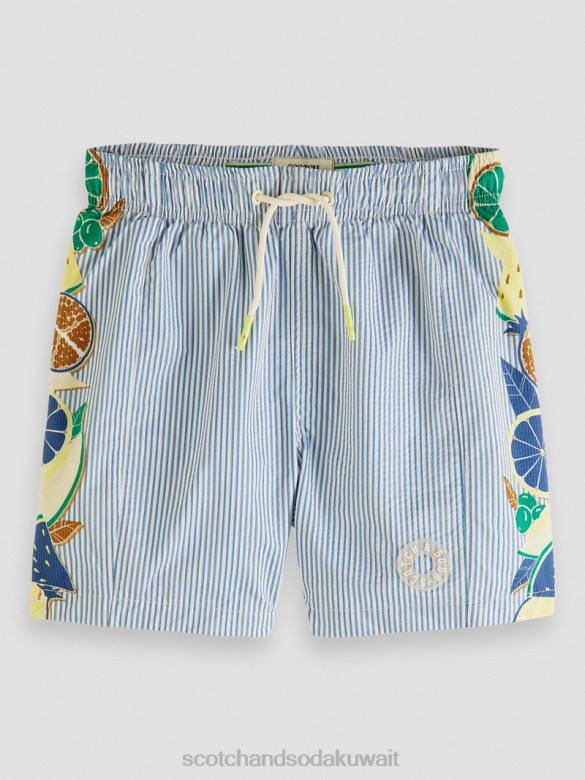 ملابس Scotch & Soda شورت سباحة مخطط متوسط ​​الطول شريط النسيج القطني أطفال N0V4813