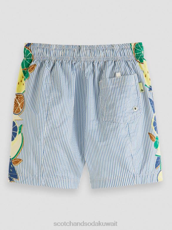 ملابس Scotch & Soda شورت سباحة مخطط متوسط ​​الطول شريط النسيج القطني أطفال N0V4813
