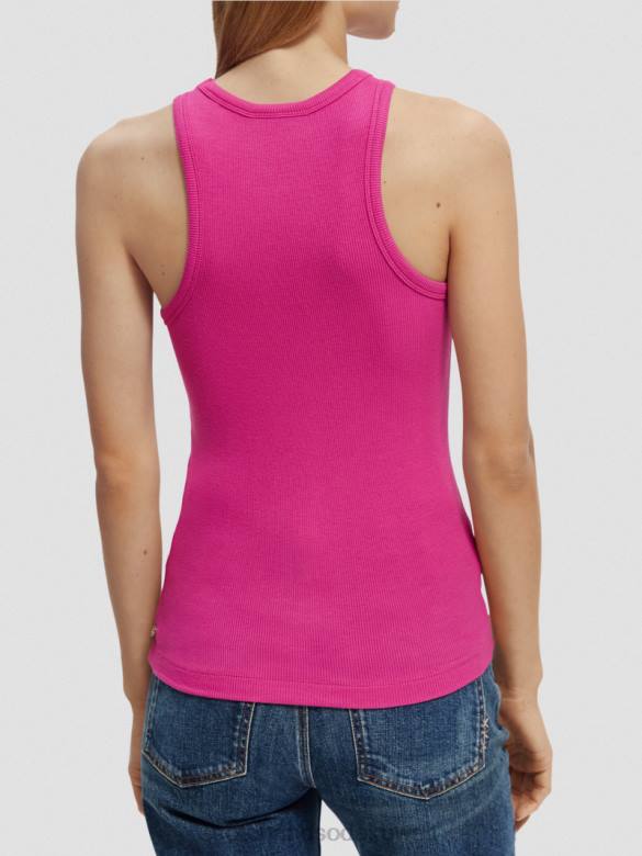 ملابس Scotch & Soda قميص بدون أكمام من القطن العضوي بظهر المتسابق ضارب الى الحمرة نحيف N0V486