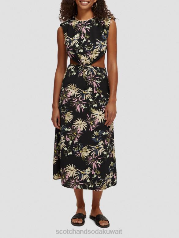 ملابس Scotch & Soda قطع فستان ميدي أستر أسود نحيف N0V48