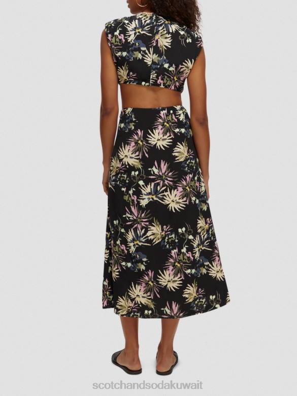 ملابس Scotch & Soda قطع فستان ميدي أستر أسود نحيف N0V48