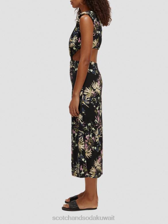 ملابس Scotch & Soda قطع فستان ميدي أستر أسود نحيف N0V48