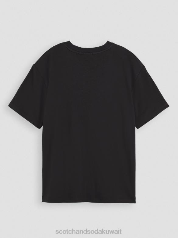 ملابس Scotch & Soda تي شيرت فضفاض مناسب للعمل الفني أسود نحيف N0V493