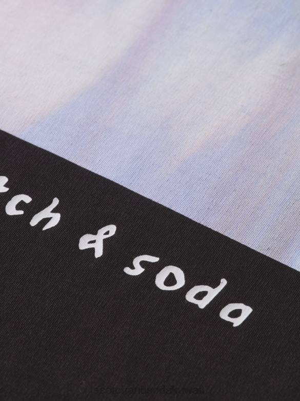 ملابس Scotch & Soda تي شيرت فضفاض مناسب للعمل الفني أسود نحيف N0V493