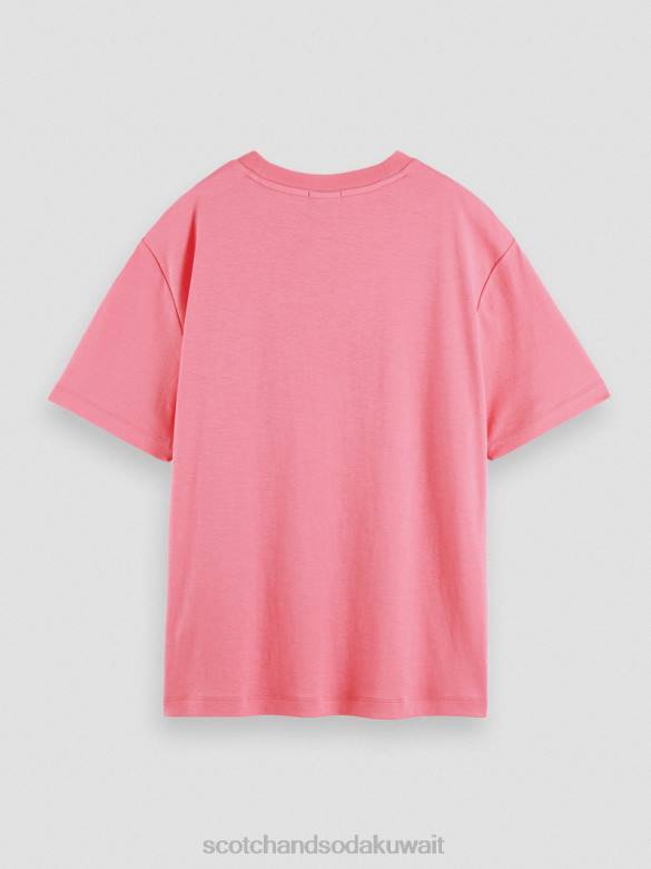 ملابس Scotch & Soda تي شيرت فضفاض مناسب للعمل الفني لكمة الوردي نحيف N0V494