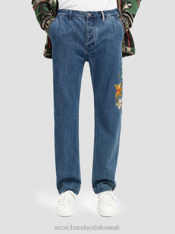 ملابس Scotch & Soda ملابس العمل المطرزة ذات الساق المستقيمة من The Verve رمل رجال N0V4586