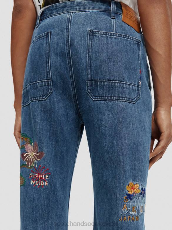 ملابس Scotch & Soda ملابس العمل المطرزة ذات الساق المستقيمة من The Verve رمل رجال N0V4586