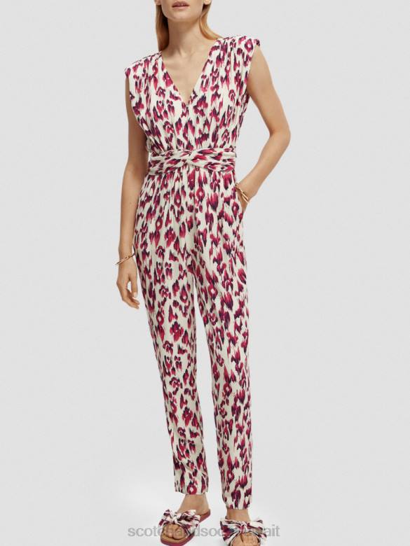 ملابس Scotch & Soda بذلة بحزام على شكل حرف V فطيرة الكرز إيكات المصقولة نحيف N0V416