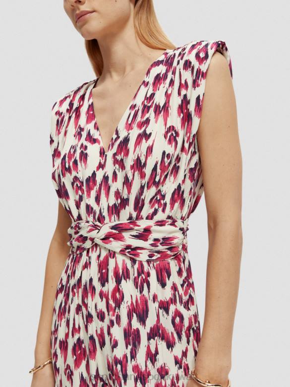 ملابس Scotch & Soda بذلة بحزام على شكل حرف V فطيرة الكرز إيكات المصقولة نحيف N0V416