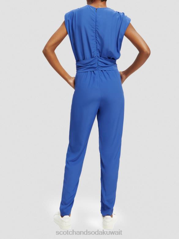 ملابس Scotch & Soda بذلة بحزام على شكل حرف V ازرق فاتح نحيف N0V418