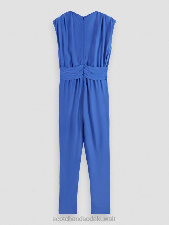 ملابس Scotch & Soda بذلة بحزام على شكل حرف V ازرق فاتح نحيف N0V418