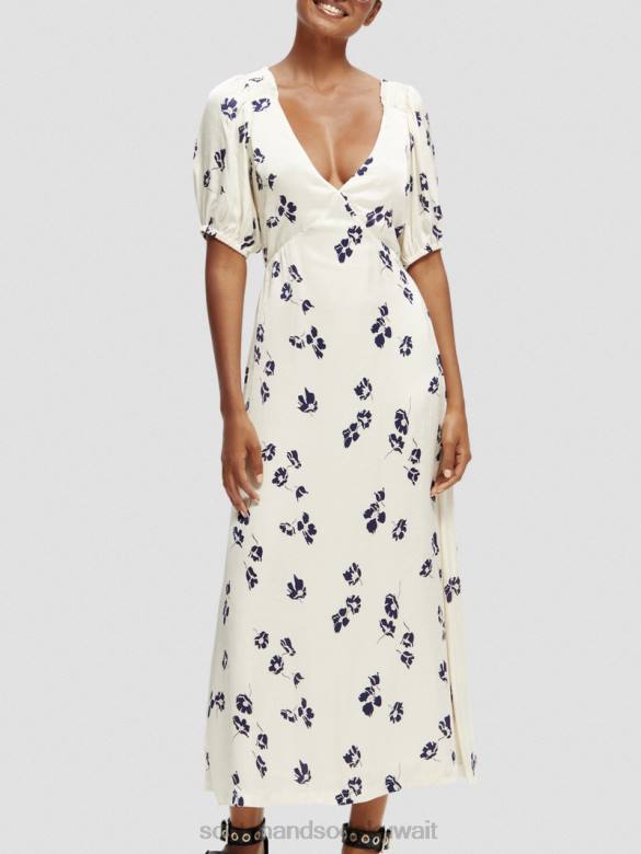 ملابس Scotch & Soda فستان ماكسي بفتحة رقبة على شكل حرف V وظهر مفتوح زهور التوليب نحيف N0V42