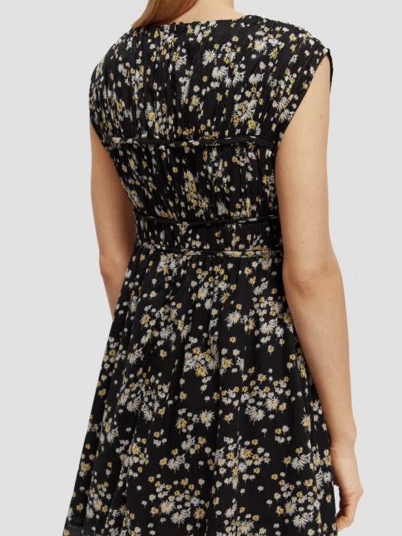ملابس Scotch & Soda فستان قصير بدون أكمام بياقة على شكل حرف V الهندباء السوداء نحيف N0V420