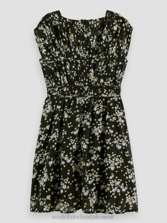 ملابس Scotch & Soda فستان قصير بدون أكمام بياقة على شكل حرف V الهندباء السوداء نحيف N0V420