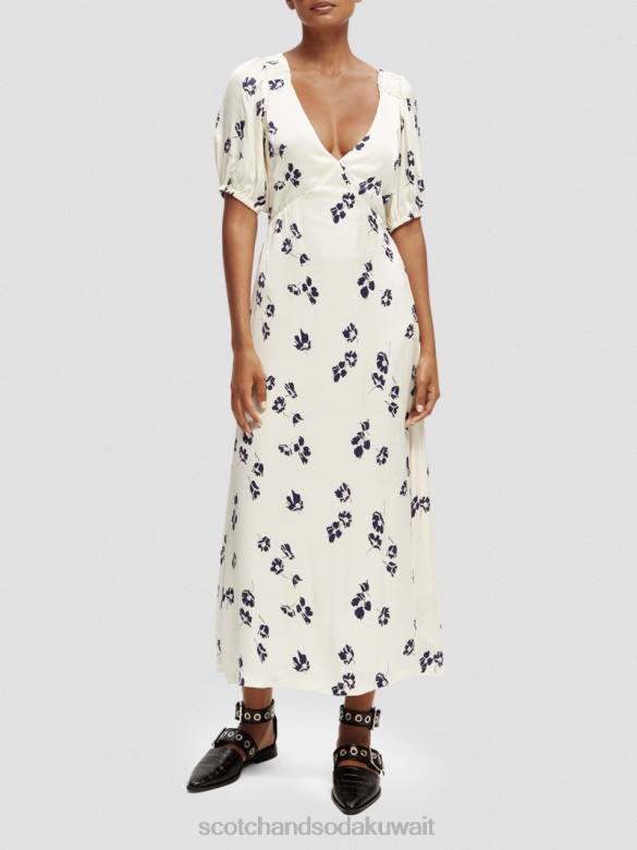 ملابس Scotch & Soda فستان ماكسي بفتحة رقبة على شكل حرف V وظهر مفتوح زهور التوليب نحيف N0V42