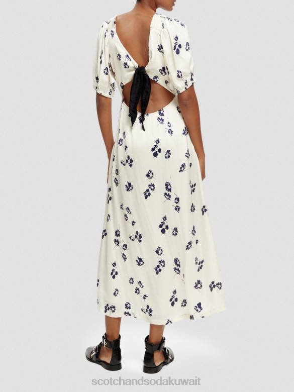 ملابس Scotch & Soda فستان ماكسي بفتحة رقبة على شكل حرف V وظهر مفتوح زهور التوليب نحيف N0V42