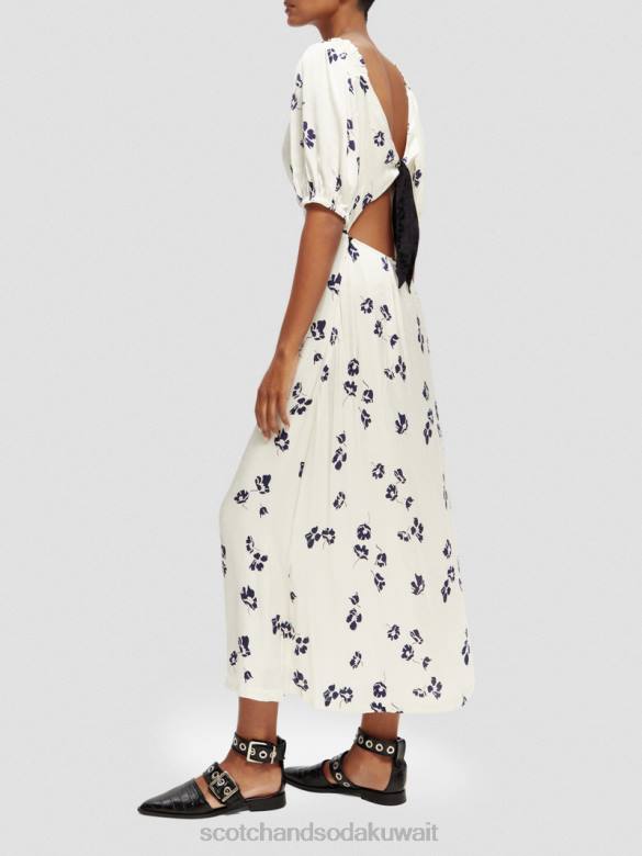 ملابس Scotch & Soda فستان ماكسي بفتحة رقبة على شكل حرف V وظهر مفتوح زهور التوليب نحيف N0V42