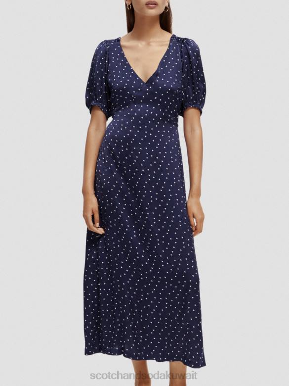 ملابس Scotch & Soda فستان ماكسي بفتحة رقبة على شكل حرف V وظهر مفتوح خزامى صغيرة نحيف N0V43