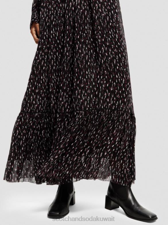 ملابس Scotch & Soda فستان ماكسي بأكمام طويلة وطبقات ورقبة على شكل حرف V ايكات المطر نحيف N0V434
