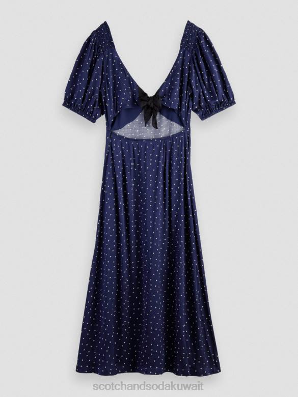 ملابس Scotch & Soda فستان ماكسي بفتحة رقبة على شكل حرف V وظهر مفتوح خزامى صغيرة نحيف N0V43