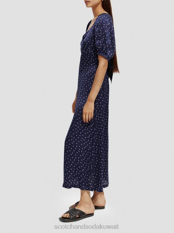 ملابس Scotch & Soda فستان ماكسي بفتحة رقبة على شكل حرف V وظهر مفتوح خزامى صغيرة نحيف N0V43