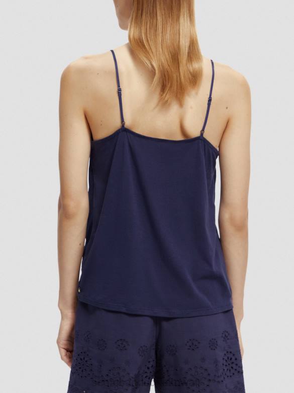 ملابس Scotch & Soda قميص جيرسي برقبة على شكل حرف V القوات البحرية نحيف N0V470