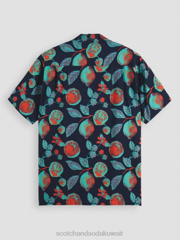 ملابس Scotch & Soda قميص المخيم المطبوع الفواكه البحرية aop رجال N0V4307