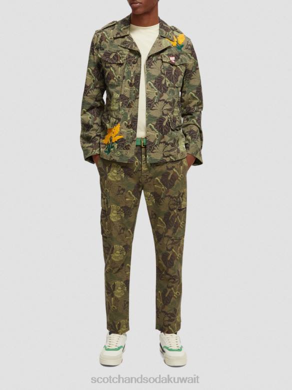 ملابس Scotch & Soda سترة ميدانية عسكرية مطبوعة ومطرزة زهرة الجيش aop رجال N0V4571