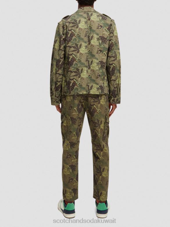 ملابس Scotch & Soda سترة ميدانية عسكرية مطبوعة ومطرزة زهرة الجيش aop رجال N0V4571