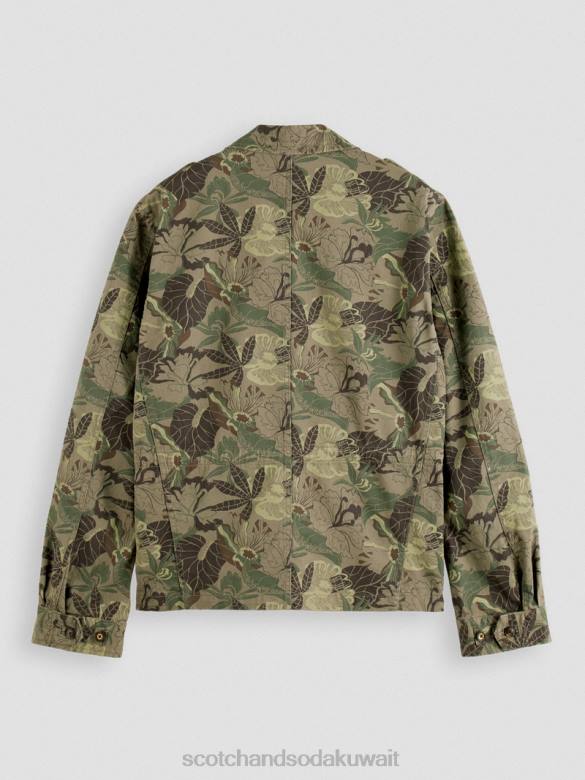 ملابس Scotch & Soda سترة ميدانية عسكرية مطبوعة ومطرزة زهرة الجيش aop رجال N0V4571