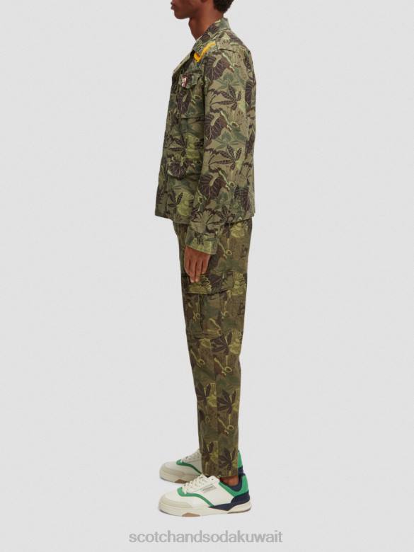 ملابس Scotch & Soda سترة ميدانية عسكرية مطبوعة ومطرزة زهرة الجيش aop رجال N0V4571