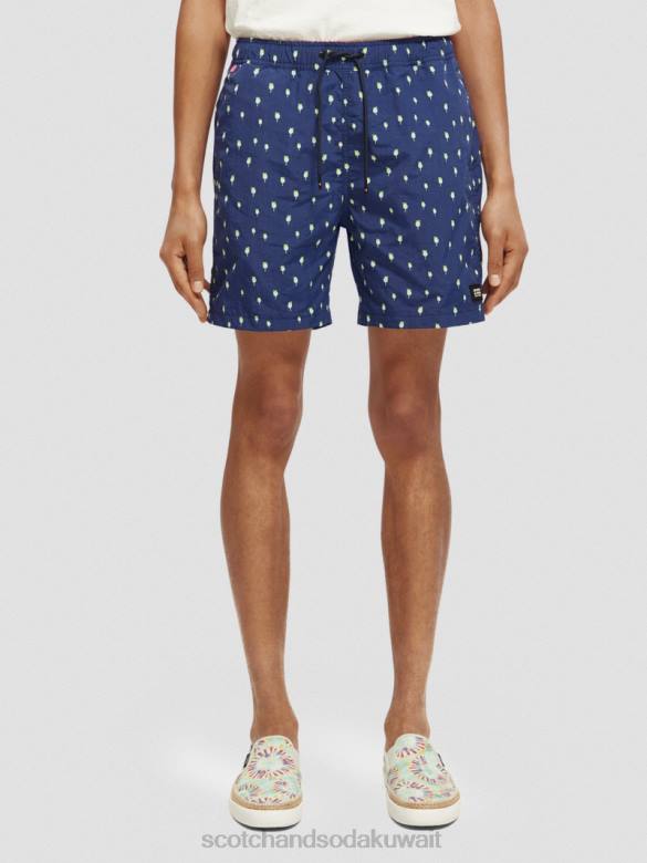 ملابس Scotch & Soda شورت سباحة مطبوع متوسط ​​الطول نقاط النخيل البحرية aop رجال N0V4667