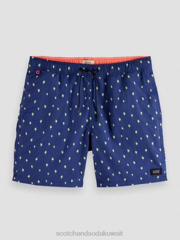 ملابس Scotch & Soda شورت سباحة مطبوع متوسط ​​الطول نقاط النخيل البحرية aop رجال N0V4667