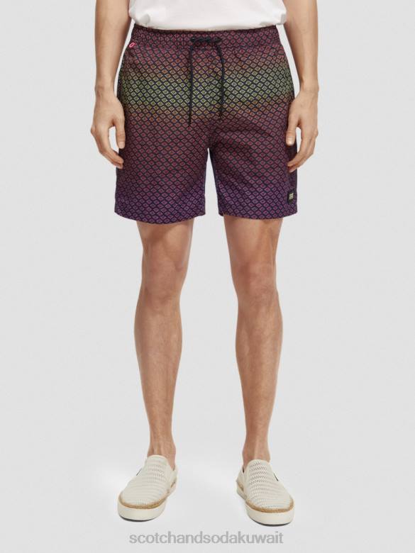 ملابس Scotch & Soda شورت سباحة مطبوع متوسط ​​الطول وردة متدرجة aop رجال N0V4668