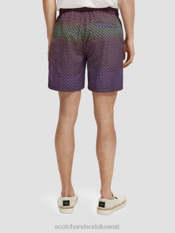 ملابس Scotch & Soda شورت سباحة مطبوع متوسط ​​الطول وردة متدرجة aop رجال N0V4668