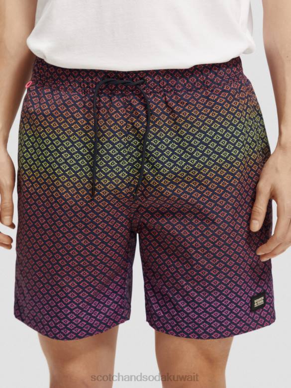 ملابس Scotch & Soda شورت سباحة مطبوع متوسط ​​الطول وردة متدرجة aop رجال N0V4668