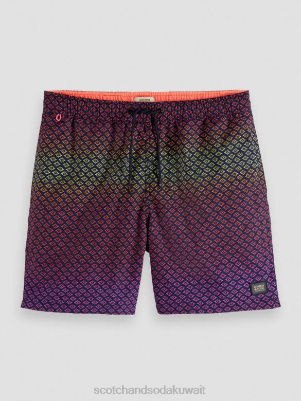 ملابس Scotch & Soda شورت سباحة مطبوع متوسط ​​الطول وردة متدرجة aop رجال N0V4668