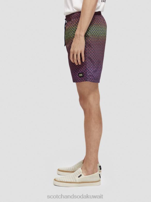 ملابس Scotch & Soda شورت سباحة مطبوع متوسط ​​الطول وردة متدرجة aop رجال N0V4668