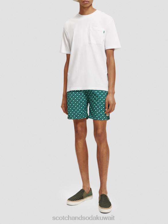 ملابس Scotch & Soda شورت سباحة مطبوع متوسط ​​الطول بلاط الفيروز aop رجال N0V4669