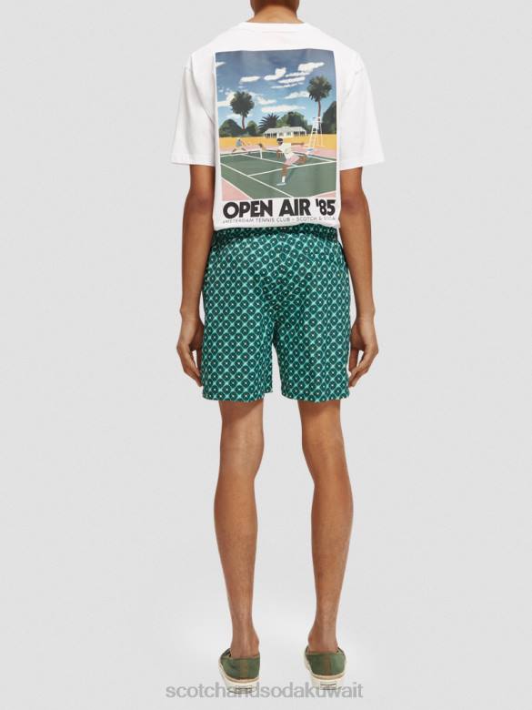 ملابس Scotch & Soda شورت سباحة مطبوع متوسط ​​الطول بلاط الفيروز aop رجال N0V4669