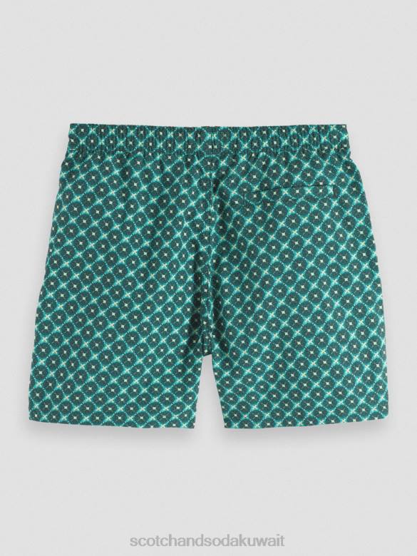 ملابس Scotch & Soda شورت سباحة مطبوع متوسط ​​الطول بلاط الفيروز aop رجال N0V4669
