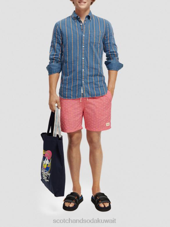 ملابس Scotch & Soda شورت سباحة مطبوع متوسط ​​الطول ورقة الشمع فلامنغو aop رجال N0V4671