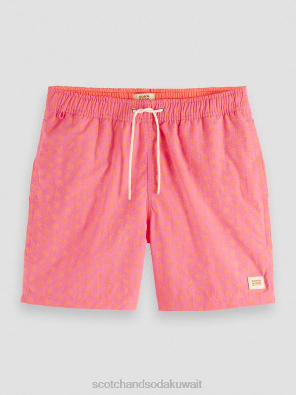 ملابس Scotch & Soda شورت سباحة مطبوع متوسط ​​الطول ورقة الشمع فلامنغو aop رجال N0V4671