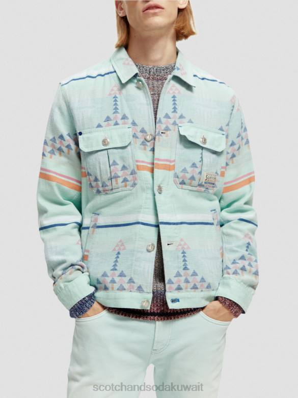 ملابس Scotch & Soda الجاكار الدنيم ikat overshirt التحرير والسرد أ رجال N0V4560